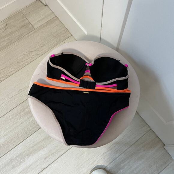 Victoria's Secret Black Neon Stripe Hipster Bikini Size Small/32B - Picture 7 of 7